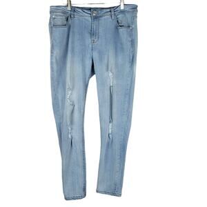 Kensie Jeans Size 14 Effortless Ankle Biter High Rise Distressed Faded Lived In